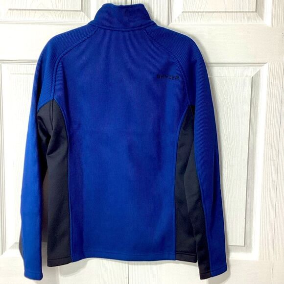 Spyder Jacket Pullover Blue Black Quarter Zip Textured M NWT - Picture 3 of 8